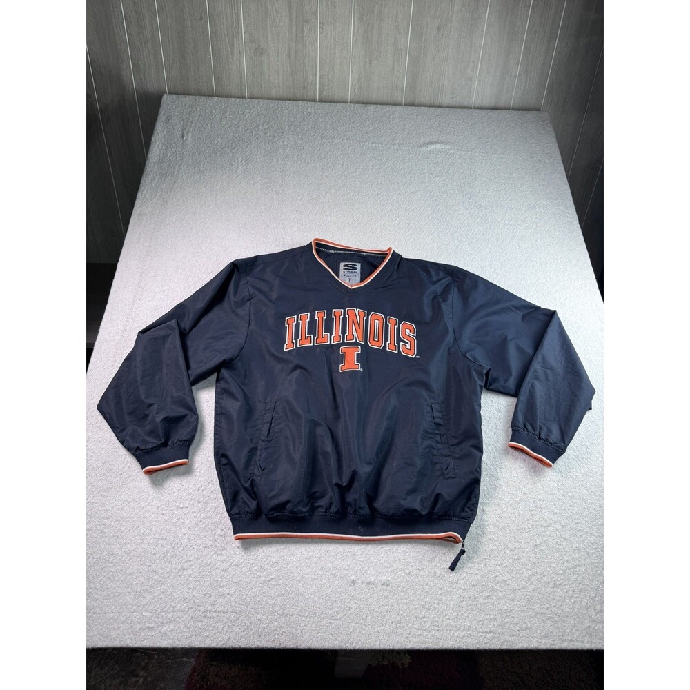 Stadium Athletics Illinois Fighting Illini Pullover Windbreaker Jacket Mens L